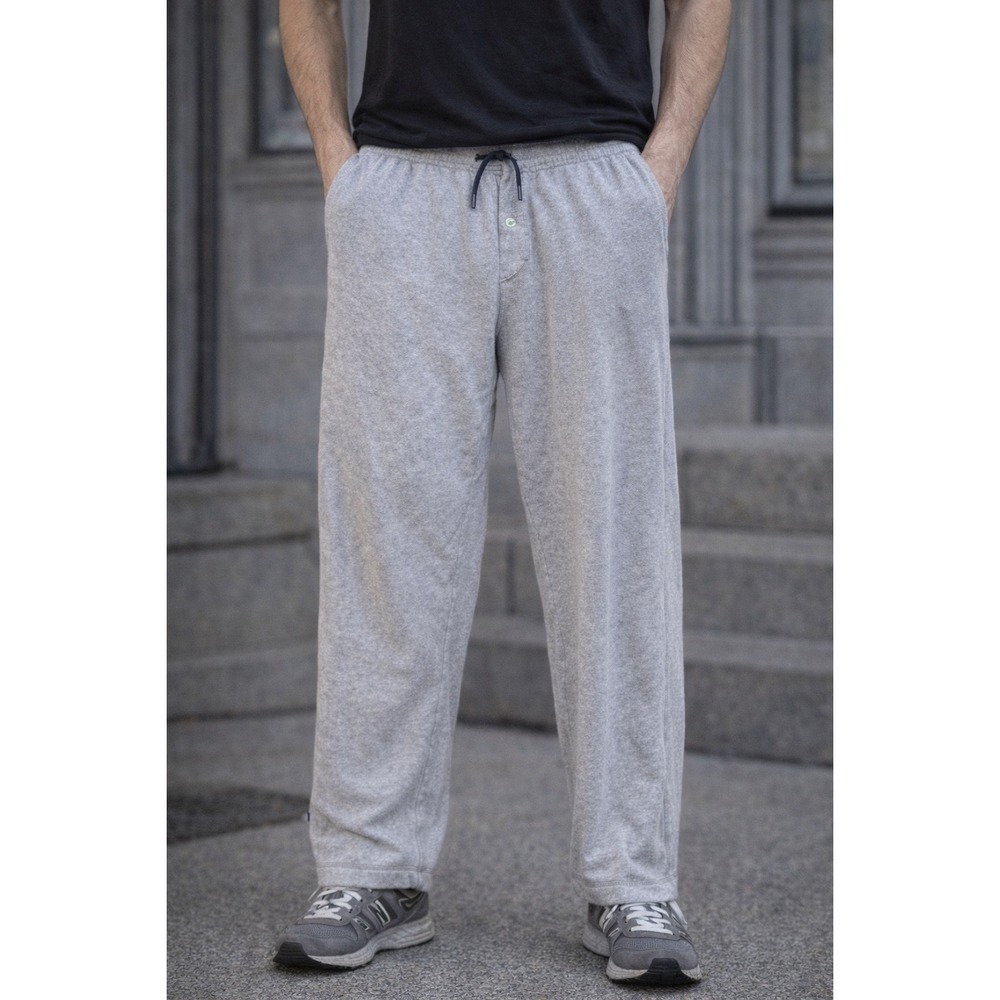 Carbon 2 Cobalt Mens Grey Cotton Lounge Pants Size‎ L Relaxed Fit Drawstring Fly